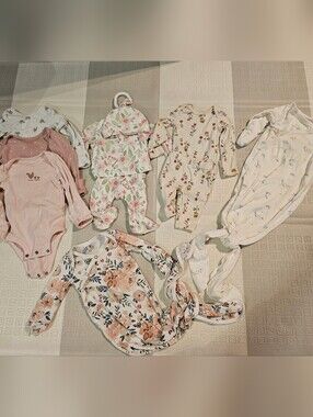 Gerber Baby Footie Bundle in Pink, Cream & Green Floral Prints